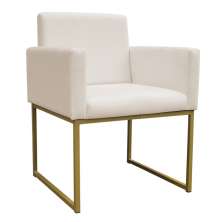 Poltrona Decorativa Base De Ferro Gold Veludo Bege - Montanaris Decor