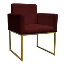 Poltrona Decorativa Base De Ferro Gold Veludo Bordô - Montanaris Decor