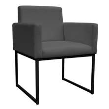 Poltrona Decorativa Base De Ferro Preta Veludo Cinza - Montanaris Decor