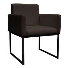 Poltrona Decorativa Base De Ferro Preta Veludo Marrom - Montanaris Decor
