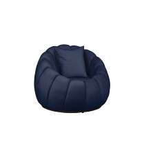 Poltrona Decorativa Concha C/Almofada Veludo Azul Marinho - Montanaris Decor