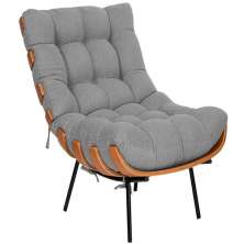 Poltrona Decorativa Costela Veludo Cinza  - Montanaris Decor