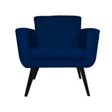 Poltrona Decorativa Geovana Veludo Azul Marinho - Montanaris Decor