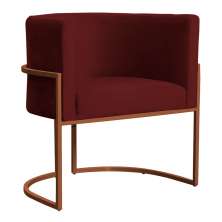 Poltrona Decorativa Luana Base Bronze Veludo Bordô - Montanaris Decor