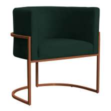 Poltrona Decorativa Luana Base Bronze Veludo Verde - Montanaris Decor