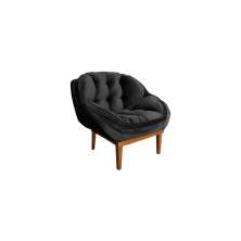 Poltrona Decorativa Sala Estar Recepção Marcela Veludo Preto - Montanaris Decor