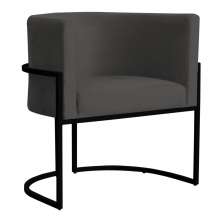 Poltrona Decorativa Sala de Estar Luana Base Preta Veludo Cinza - Montanaris Decor