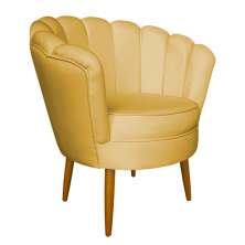 Poltrona Decorativa Sala de Estar Pétala Veludo Amarelo - Montanaris Decor