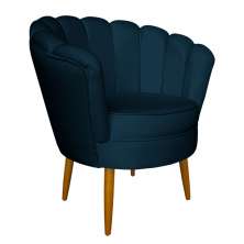 Poltrona Decorativa Sala de Estar Pétala Veludo Azul Marinho - Montanaris Decor