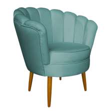 Poltrona Decorativa Sala de Estar Pétala Veludo Azul Turquesa - Montanaris Decor