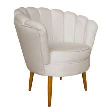 Poltrona Decorativa Sala de Estar Pétala Veludo Bege - Montanaris Decor