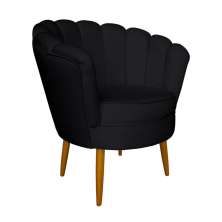 Poltrona Decorativa Sala de Estar Pétala Veludo Preto - Montanaris Decor
