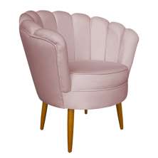 Poltrona Decorativa Sala de Estar Pétala Veludo Rosê Claro - Montanaris Decor