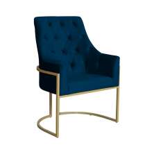 Poltrona Decorativa Vick Veludo Azul Marinho - Montanaris Decor