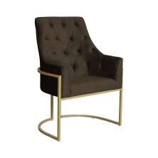 Poltrona Decorativa Vick Veludo Marrom - Montanaris Decor