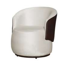 Poltrona Orgânica Decorativa Beatriz Veludo Bege/PU Marrom - Montanaris Decor