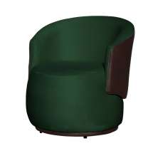 Poltrona Orgânica Decorativa Beatriz Veludo Verde/PU Marrom - Montanaris Decor