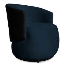 Poltrona Orgânica Decorativa Lara Veludo Azul Marinho/PU Preto - Montanaris Decor