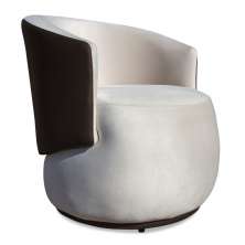 Poltrona Orgânica Decorativa Lara Veludo Bege/PU Marrom - Montanaris Decor