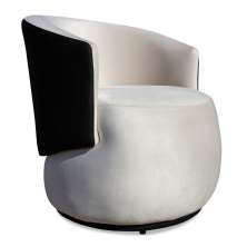 Poltrona Orgânica Decorativa Lara Veludo Bege/PU Preto - Montanaris Decor