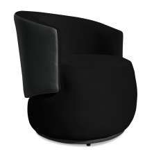 Poltrona Orgânica Decorativa Lara Veludo Preto/PU Cinza - Montanaris Decor