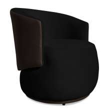 Poltrona Orgânica Decorativa Lara Veludo Preto/PU Marrom - Montanaris Decor