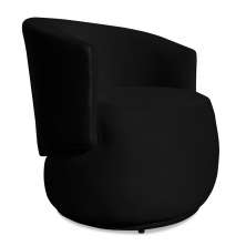Poltrona Orgânica Decorativa Lara Veludo Preto/PU Preto - Montanaris Decor