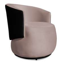 Poltrona Orgânica Decorativa Lara Veludo Rosê/PU Preto - Montanaris Decor