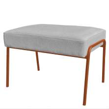 Puff Decorativo Ariel Ferro Base Bronze Veludo Cinza - Montanaris Decor
