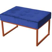 Puff Decorativo Karina Base Bronze Veludo Azul Marinho - Montanaris Decor