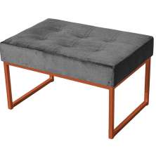 Puff Decorativo Karina Base Bronze Veludo Cinza  - Montanaris Decor