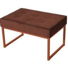 Puff Decorativo Karina Base Bronze Veludo Marrom - Montanaris Decor