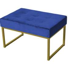 Puff Decorativo Karina Base Gold Veludo Azul Marinho - Montanaris Decor