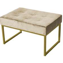 Puff Decorativo Karina Base Gold Veludo Bege - Montanaris Decor
