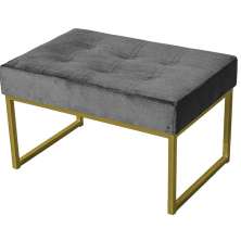 Puff Decorativo Karina Base Gold Veludo Cinza - Montanaris Decor