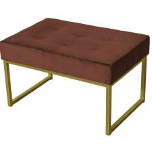Puff Decorativo Karina Base Gold Veludo Marrom - Montanaris Decor