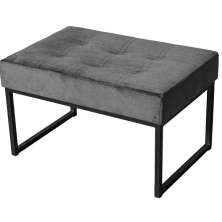 Puff Decorativo Karina Base Preta Veludo Cinza - Montanaris Decor