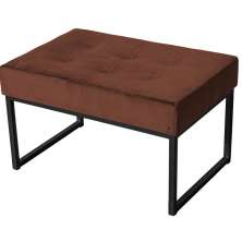 Puff Decorativo Karina Base Preta Veludo Marrom - Montanaris Decor