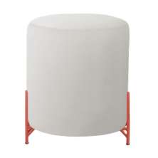 Puff Decorativo Thor Ferro Base Bronze Veludo Bege - Montanaris Decor