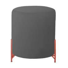 Puff Decorativo Thor Ferro Base Bronze Veludo Cinza - Montanaris Decor