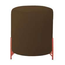 Puff Decorativo Thor Ferro Base Bronze Veludo Marrom- Montanaris Decor