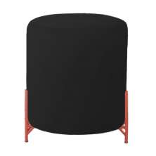 Puff Decorativo Thor Ferro Base Bronze Veludo Preto - Montanaris Decor