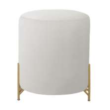Puff Decorativo Thor Ferro Base Gold Veludo Bege - Montanaris Decor