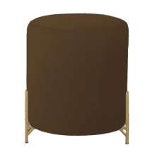 Puff Decorativo Thor Ferro Base Gold Veludo Marrom - Montanaris Decor