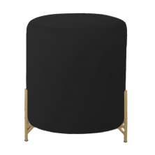 Puff Decorativo Thor Ferro Base Gold Veludo Preto - Montanaris Decor