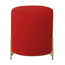 Puff Decorativo Thor Ferro Base Gold Veludo Vermelho - Montanaris Decor