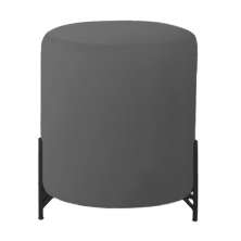 Puff Decorativo Thor Ferro Base Preta Veludo Cinza - Montanaris Decor