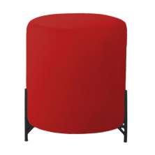 Puff Decorativo Thor Ferro Base Preta Veludo Vermelho  - Montanaris Decor