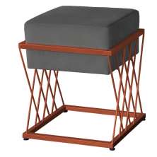 Puff Decorativo Tróia Base Bronze Veludo Cinza  - Montanaris Decor