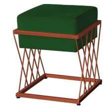 Puff Decorativo Tróia Base Bronze Veludo Verde - Montanaris Decor